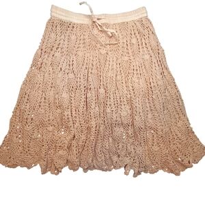 NWT Purple Rain Beige Cotton Crochet Full Skirt - Boho - Size L